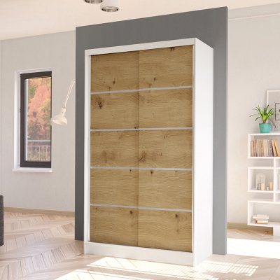 Eleganter Kleiderschrank ARINI 4 – Breite 100 cm, weiß / Artisan-Eiche