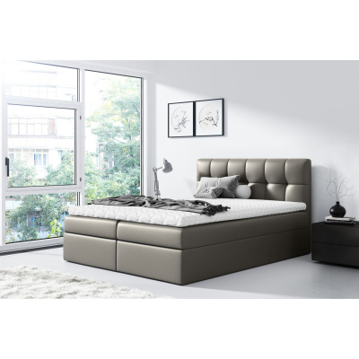 Polsterbett REX – 140x200, Grau + GRATIS Topper