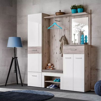 Flurwand TELA 3 – Wellington Eiche / Weiß