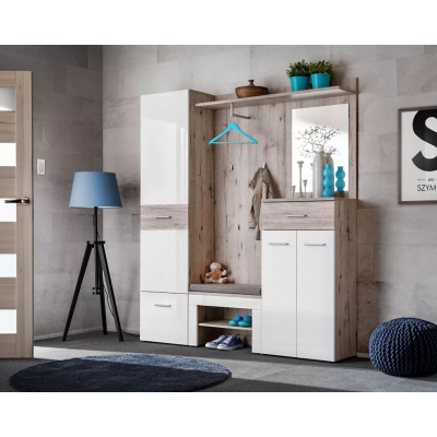 Flurwand TELA 3 – Wellington Eiche / Weiß