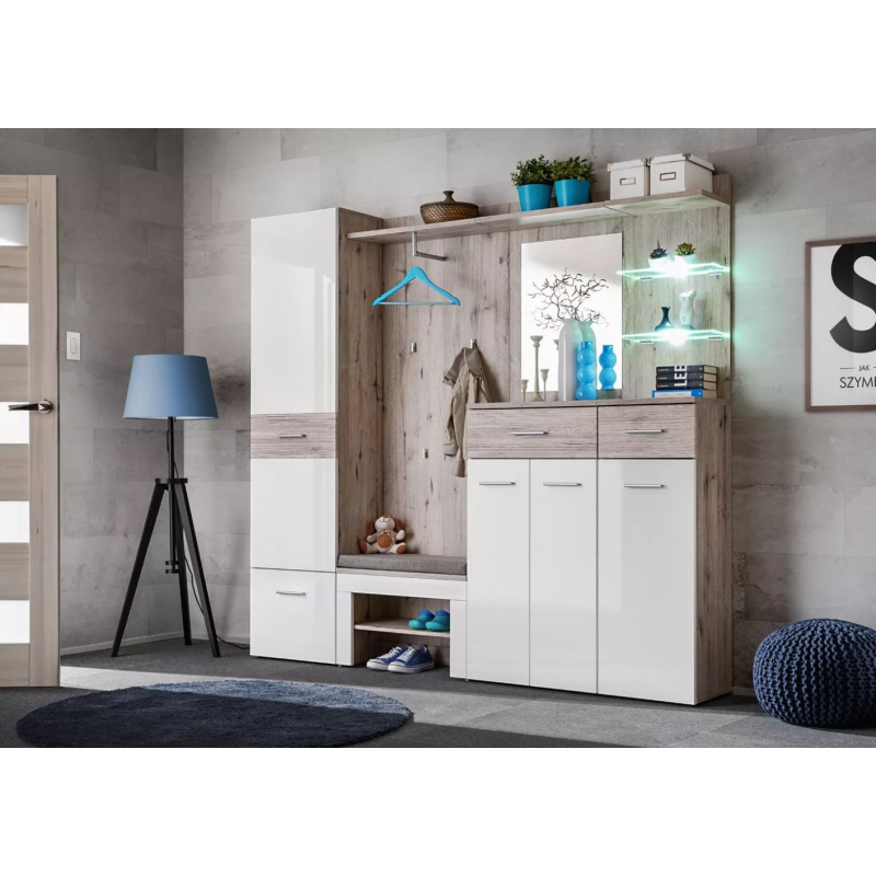 Flurwand TELA 4 – Wellington Eiche / Weiß