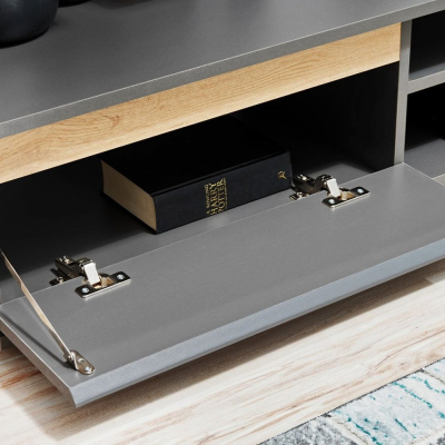 Wohnwand MEDA - Anthrazit / Wotaneiche