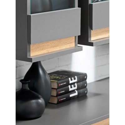 Wohnwand MEDA - Anthrazit / Wotaneiche