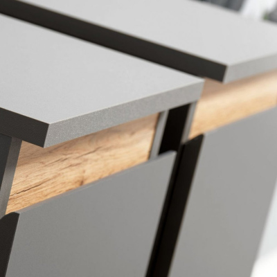 Wohnwand MEDA - Anthrazit / Wotaneiche