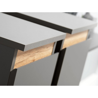 Wohnwand MEDA - Anthrazit / Wotaneiche