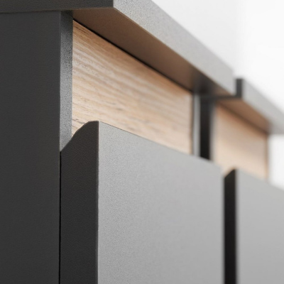 Wohnwand MEDA - Anthrazit / Wotaneiche