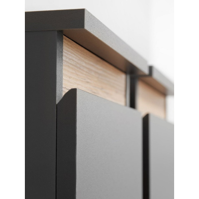 Wohnwand MEDA - Anthrazit / Wotaneiche