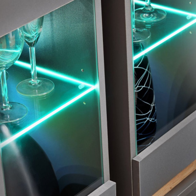 Wohnwand MEDA - Anthrazit / Wotaneiche