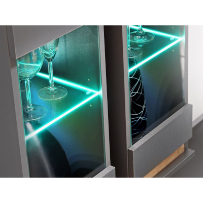 Wohnwand MEDA - Anthrazit / Wotaneiche