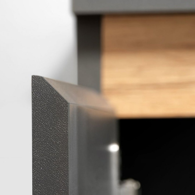 Wohnwand MEDA - Anthrazit / Wotaneiche