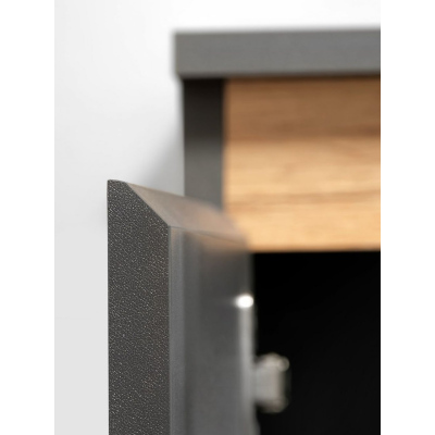 Wohnwand MEDA - Anthrazit / Wotaneiche