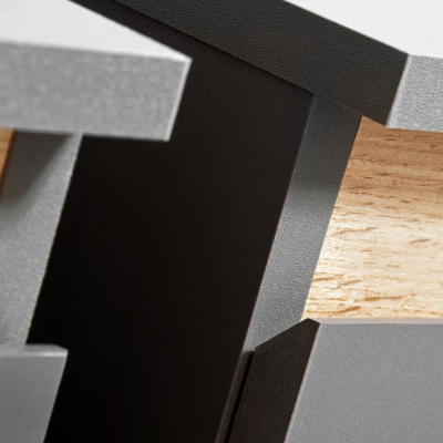 Wohnwand MEDA - Anthrazit / Wotaneiche