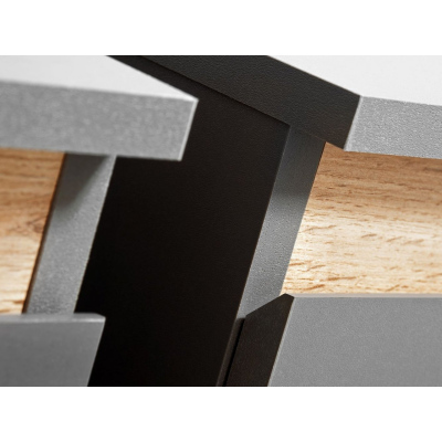 Wohnwand MEDA - Anthrazit / Wotaneiche