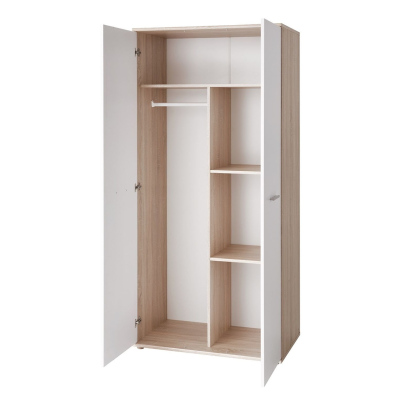 Kinderkleiderschrank EMAN – Breite 90 cm, Sonoma-Eiche/Weiß