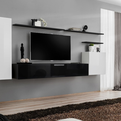 Wohnzimmerwand RIONATA 1 - weiß / schwarz