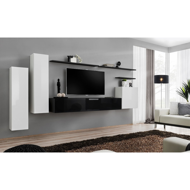 Wohnzimmerwand RIONATA 1 - weiß / schwarz
