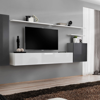 Wohnzimmerwand RIONATA 1 – Graphit/Weiß