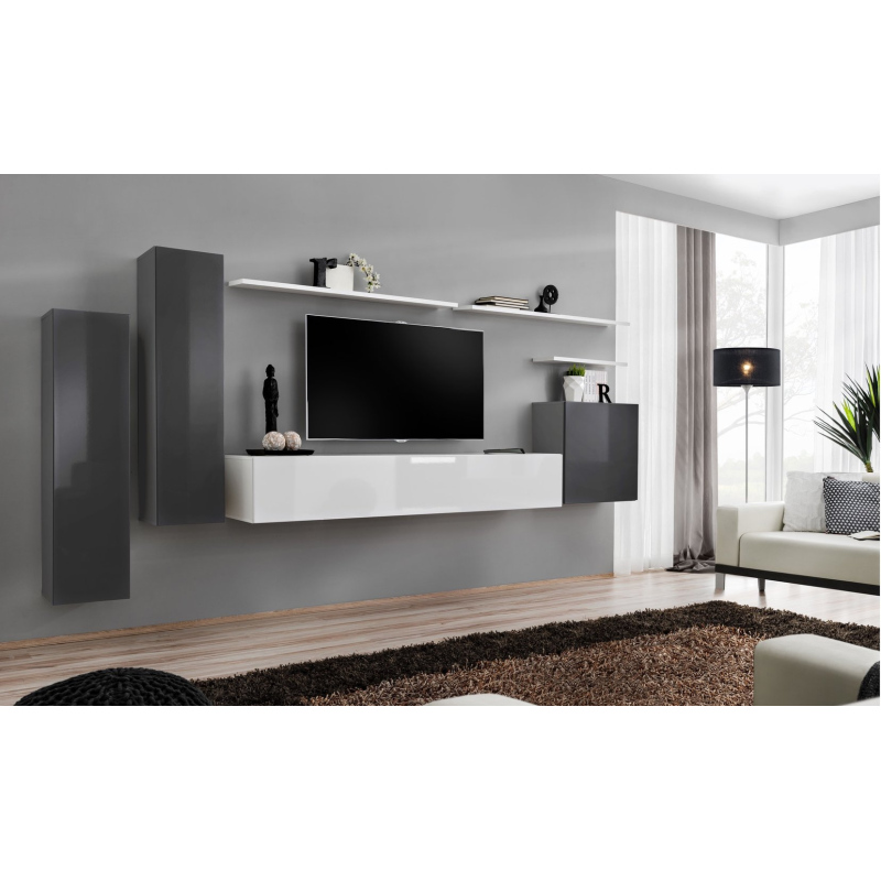 Wohnzimmerwand RIONATA 1 – Graphit/Weiß