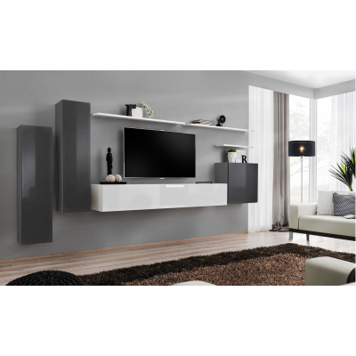 Wohnzimmerwand RIONATA 1 – Graphit/Weiß