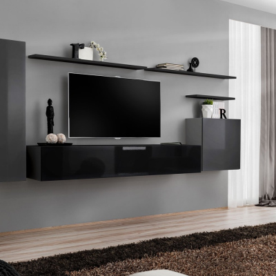 Wohnzimmerwand RIONATA 1 – Graphit/Schwarz