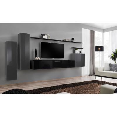 Wohnzimmerwand RIONATA 1 – Graphit/Schwarz