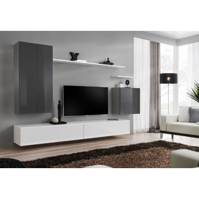 Wohnzimmerwand RIONATA 2 – Graphit/Weiß