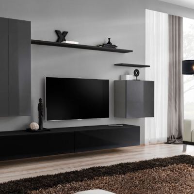 Wohnzimmerwand RIONATA 2 – Graphit/Schwarz