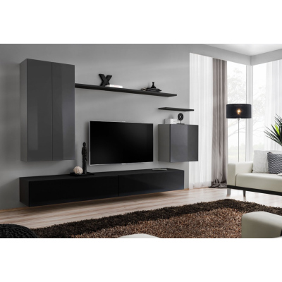Wohnzimmerwand RIONATA 2 – Graphit/Schwarz