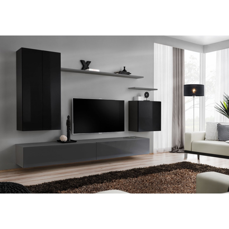 Wohnzimmerwand RIONATA 2 - Schwarz / Graphit