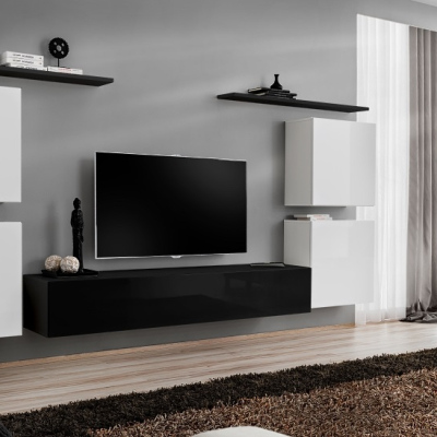 Wohnzimmerwand RIONATA 4 - weiß / schwarz