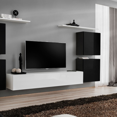Wohnzimmerwand RIONATA 4 - schwarz/weiß