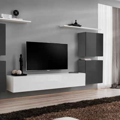 Wohnzimmerwand RIONATA 4 – Graphit/Weiß