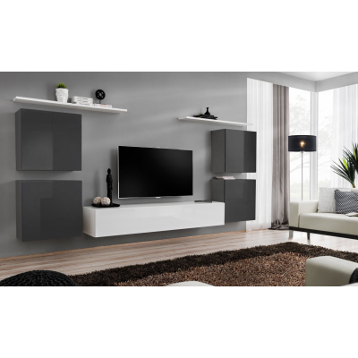 Wohnzimmerwand RIONATA 4 – Graphit/Weiß