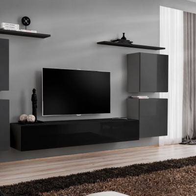 Wohnzimmerwand RIONATA 4 – Graphit/Schwarz