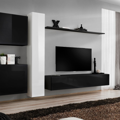Wohnzimmerwand RIONATA 6 - weiß / schwarz