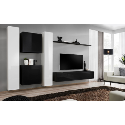 Wohnzimmerwand RIONATA 6 - weiß / schwarz