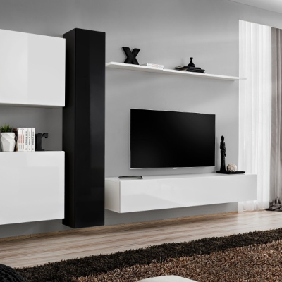 Wohnzimmerwand RIONATA 6 - schwarz/weiß