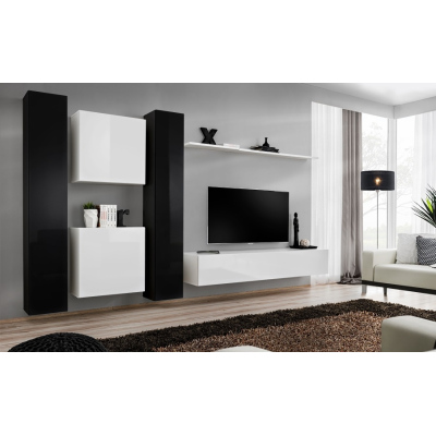 Wohnzimmerwand RIONATA 6 - schwarz/weiß