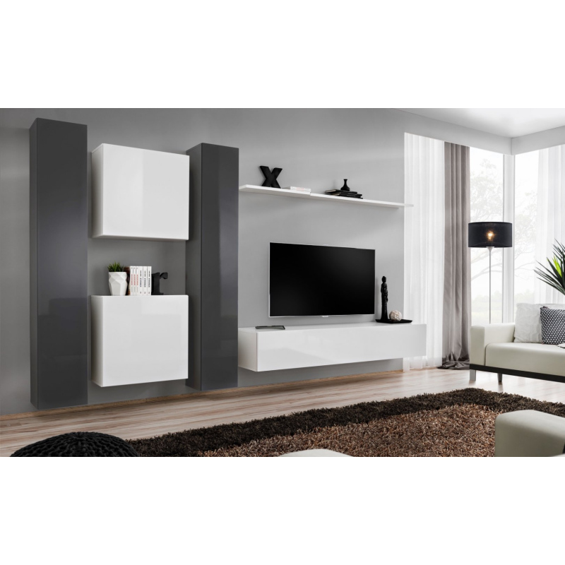 Wohnzimmerwand RIONATA 6 – Graphit/Weiß