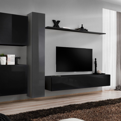 Wohnzimmerwand RIONATA 6 – Graphit/Schwarz