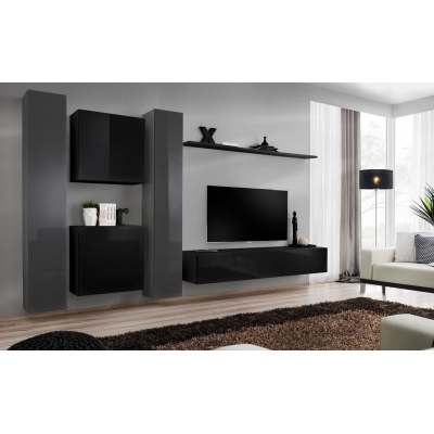Wohnzimmerwand RIONATA 6 – Graphit/Schwarz