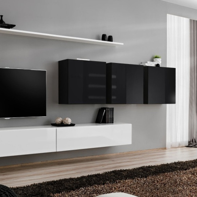 Wohnzimmerwand RIONATA 7 - weiß / schwarz