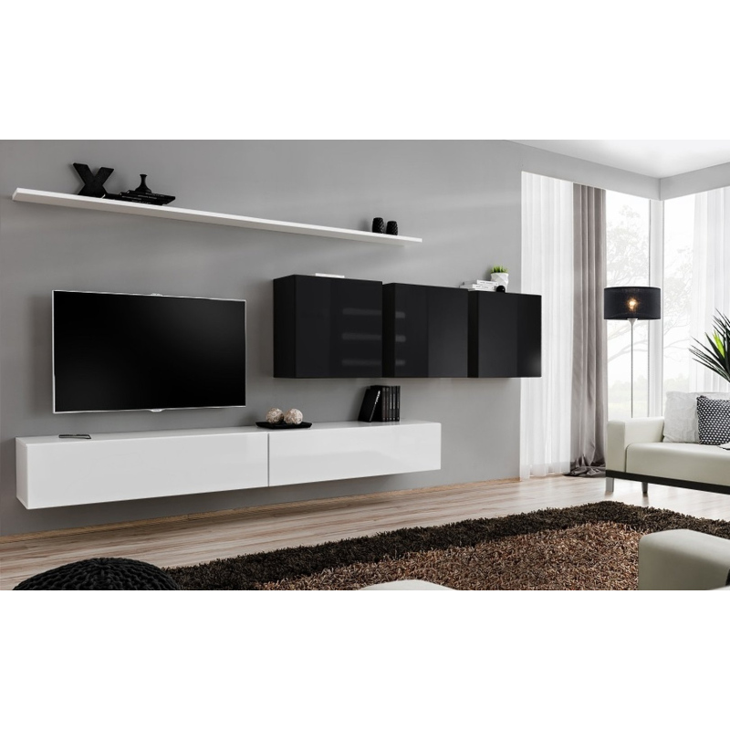 Wohnzimmerwand RIONATA 7 - weiß / schwarz