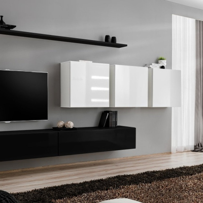 Wohnzimmerwand RIONATA 7 - schwarz/weiß