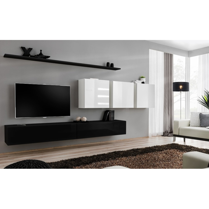 Wohnzimmerwand RIONATA 7 - schwarz/weiß
