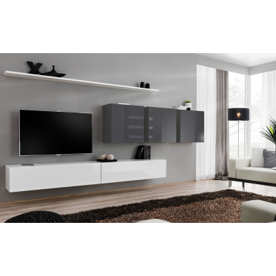 Wohnzimmerwand RIONATA 7 - weiß / graphit