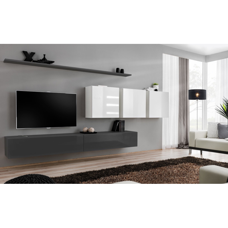 Wohnzimmerwand RIONATA 7 – Graphit/Weiß