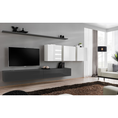 Wohnzimmerwand RIONATA 7 – Graphit/Weiß