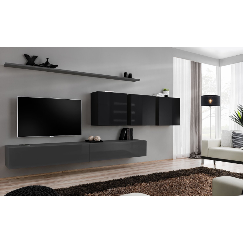 Wohnzimmerwand RIONATA 7 – Graphit/Schwarz