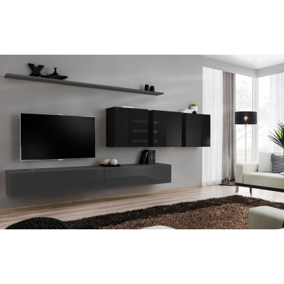 Wohnzimmerwand RIONATA 7 – Graphit/Schwarz
